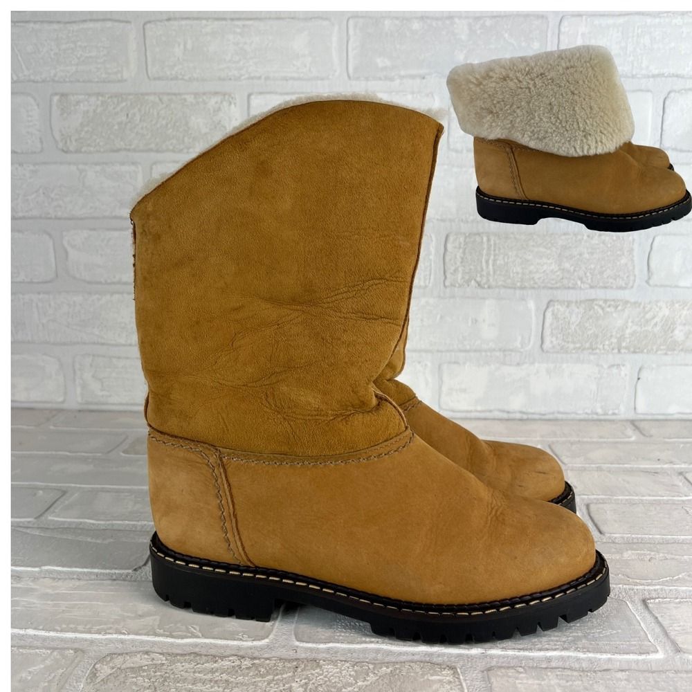 Sorel‎ Boots Womens 9 Brown Suede Leather Shearling Sherpa Lined Winter Classic